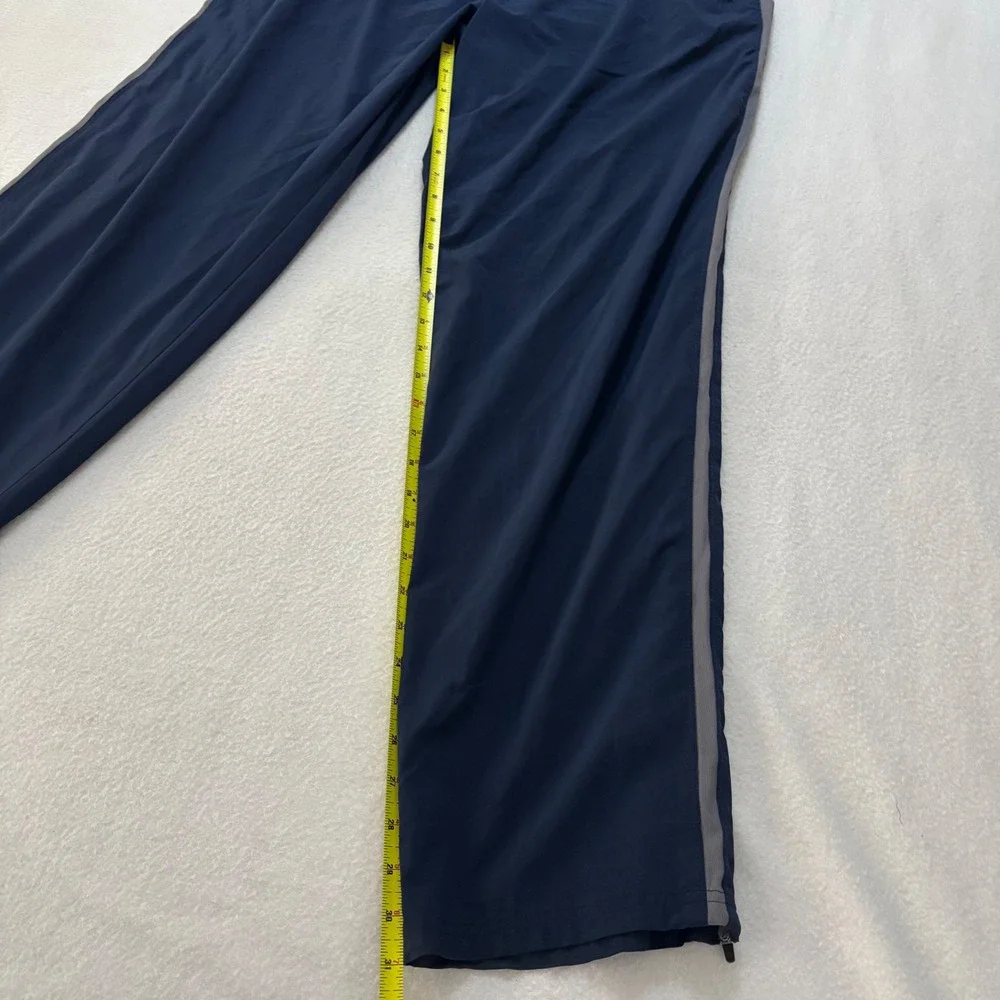 Nike Dri-FIT Mens Track Pants Navy Blue Grey Stripe Zipper Pockets Large